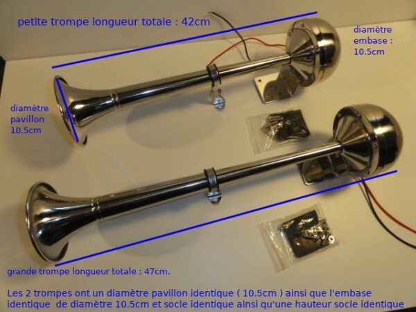 Le klaxon MDK406 Duo, un avertisseur électrique très puissant de 124,6dB pour une sécurité maximale sur la route. 2 trompes en alu chromé